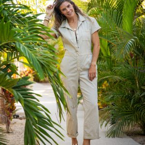 Nyla Twill Jumpsuit: Lt. Khaki Sunkissed